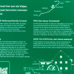 Kunststof informatiebord voor buiten met historie en afbeelding waterrad Velpe. Frees- en lasergravure.